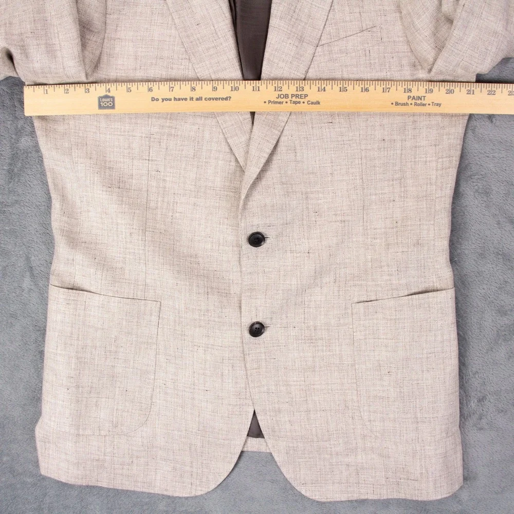 Reiss Mens 42 Auto Linen Blazer Jacket Sport Coat Surgeon Cuffs‎ Tan Beige